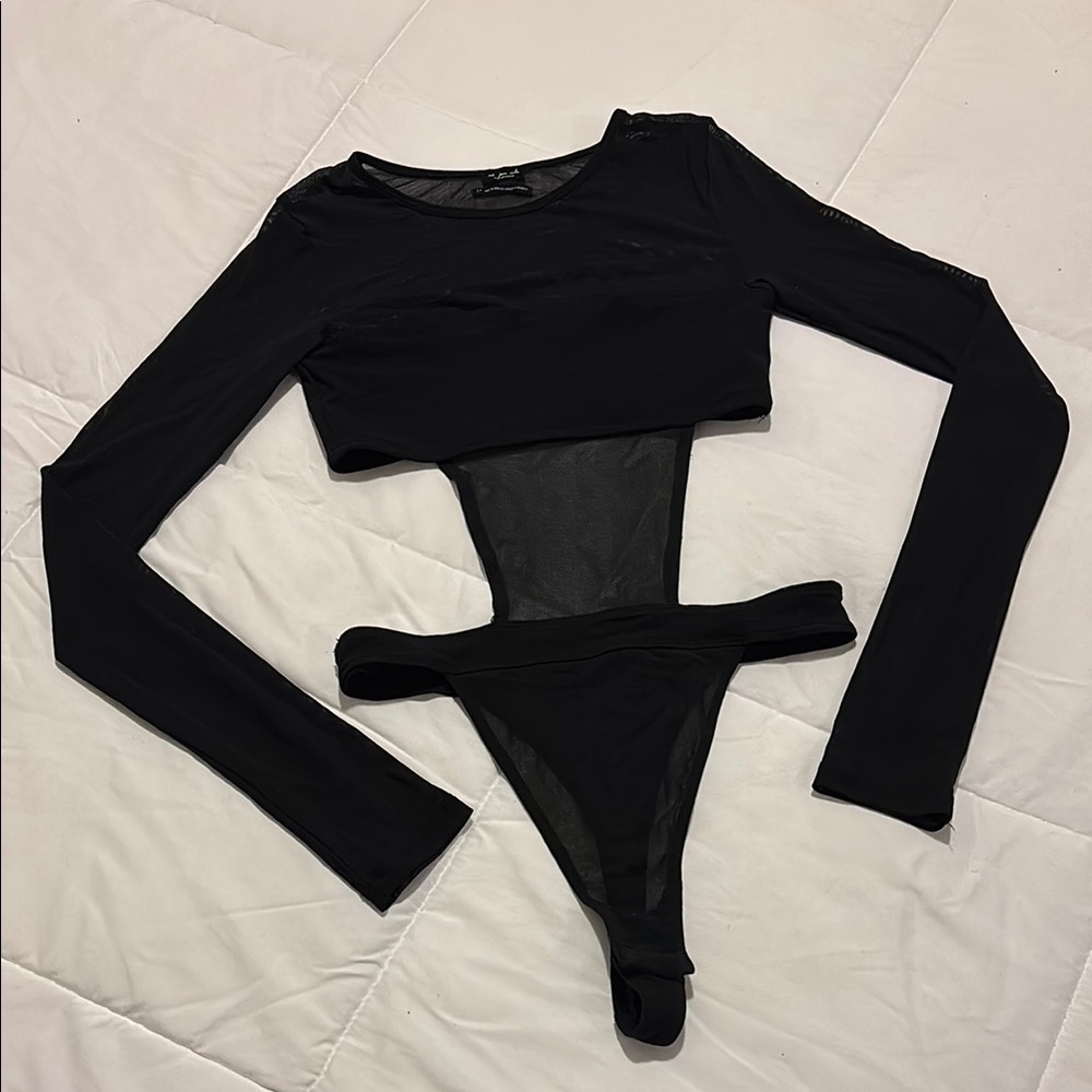 Black Sheer Long Sleeve Bodysuit